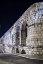 Partial view of the Roman aqueduct located in the city of Segovia