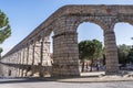 Partial view of the Roman aqueduct located in the city of Segovia