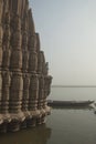 Partial view of sunken temple on the ghats of Varanasi, India. Royalty Free Stock Photo