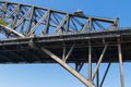 Partial view of Sydney Harbour Bridge with people walking on top Royalty Free Stock Photo