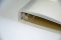 Partial close-up of transparent plastic box, metal parts hidden Royalty Free Stock Photo