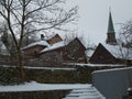 Partial view of a village in winter with snow Royalty Free Stock Photo