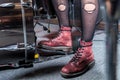 Partial view of woman playing drums during rehearse Royalty Free Stock Photo