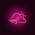 partial-wind sign with the sun icon. Elements of Weather in neon style icons. Simple icon for websites, web design, mobile app,