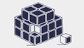 Partially Assembled 3D Cube Puzzle or Block Structure, vector design Generative AI Royalty Free Stock Photo