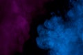 Partially bright charming patterns of cigarette vapor on a dark background