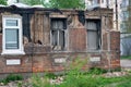 Partially burned down building without a roof. Royalty Free Stock Photo