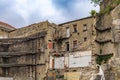 Partially demolished residential building in the historic old town being prepared for restoration in Porto, Portugal