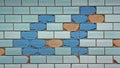 Partially destroyed blue tiles