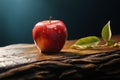 A partially eaten apple rests on the tabletop Royalty Free Stock Photo
