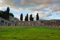 Partially excavated and restored ancient ruins of Pompei