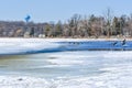 Partially Frozen Lake with Geese