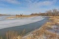 Partially Frozen River in Late Winter Royalty Free Stock Photo