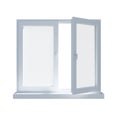 Partially opened window isolated on