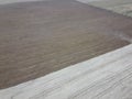 Partially plowed agricultural field, aerial view. Agricultural field, arable land. Background Royalty Free Stock Photo