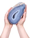 Partially polished blue lace agate geode