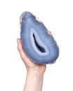 Partially polished blue lace agate geode