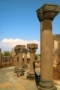 Partially Reconstructed Columns in the Zvartnots Cathedral Ruins, Built in 7th Century by Catholicos Nerses III, Vagharshapat City