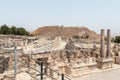 Partially restored ruins of one of the cities of the Decapolis - the ancient Hellenistic city of Scythopolis near Beit Shean city Royalty Free Stock Photo