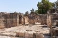 Partially restored ruins of one of the cities of the Decapolis - the ancient Hellenistic city of Scythopolis near Beit Shean city Royalty Free Stock Photo