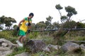 Participant climbing down Mt Kinabalu Royalty Free Stock Photo