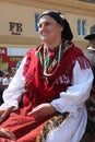 Participant in Croatian national costume, during the Dakovacki vezovi in Dakovo, Croatia