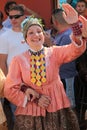 Participant in Croatian national costume, during the Dakovacki vezovi in Dakovo, Croatia