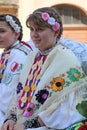 Participant in Croatian national costume, during the Dakovacki vezovi in Dakovo, Croatia