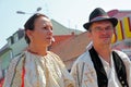 Participant in Croatian national costume, during the Dakovacki vezovi in Dakovo, Croatia