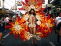 A participant in her colorful costume at a parade during the Sumaka Festival in Antipolo City.