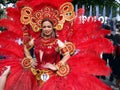 A participant in her colorful costume at a parade during the Sumaka Festival in Antipolo City.