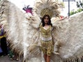 A participant in her colorful costume at a parade during the Sumaka Festival in Antipolo City.