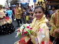 A participant in her colorful costume at a parade during the Sumaka Festival in Antipolo City.