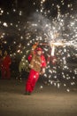 Participant at the La Merce Correfoc or fire run Royalty Free Stock Photo
