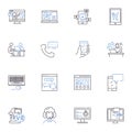 Participant line icons collection. Competitive, Enthusiastic, Involved, Diligent, Engaged, Passionate, Committed vector