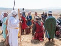Participant in the reconstruction of Horns of Hattin battle in 1187 acting as Saladin, talking to the prisoners after the battle n