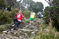 Participant running down Mt Kinabalu Royalty Free Stock Photo