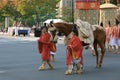 The participant of Shinko-retsu portable shrine procession. Jidai Festival. Kyoto. Japan