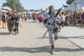 Participant wearing medieval armor