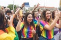 Participants of the annual Prague Pride parade Royalty Free Stock Photo