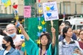 Participants attending the first ever Japanese Heritage Parade in New York City, USA Royalty Free Stock Photo