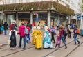 Participants of children`s spring parade in Zurich, Switzerland Royalty Free Stock Photo