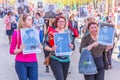 Participants in the column `Immortal Regiment` with portraits of relatives killed in World War II