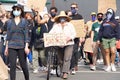 Participants at End Police Brutality rally and march in Alameda, CA Royalty Free Stock Photo