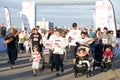 Participants in the first annual Donut Fun Run. A donut-themed 5k race in Alameda, CA Royalty Free Stock Photo