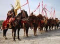 Participants on horse of military historical festi Royalty Free Stock Photo