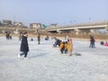 Participants Ice skating on the frozen Hwacheon River