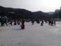 Participants Ice skating on the frozen Hwacheon River