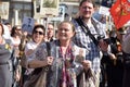 Participants of Immortal Regiment - public action, during which participants carried portrait Royalty Free Stock Photo