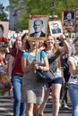 Participants of Immortal Regiment - public action, during which participants carried portrait Royalty Free Stock Photo